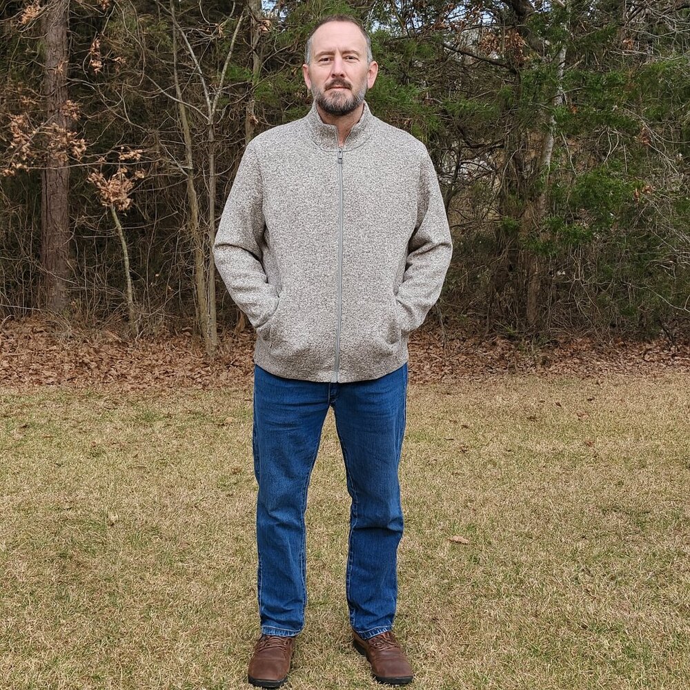 Old Navy Men XL Brown Tweed Fleece Full Zip Mock Neck Athletic Jacket Preppy Y2K